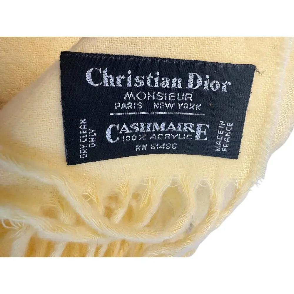 Christian Dior Yellow Monsieur Men's Cashmaire (Acrylic) Scarf (France) RN 61486